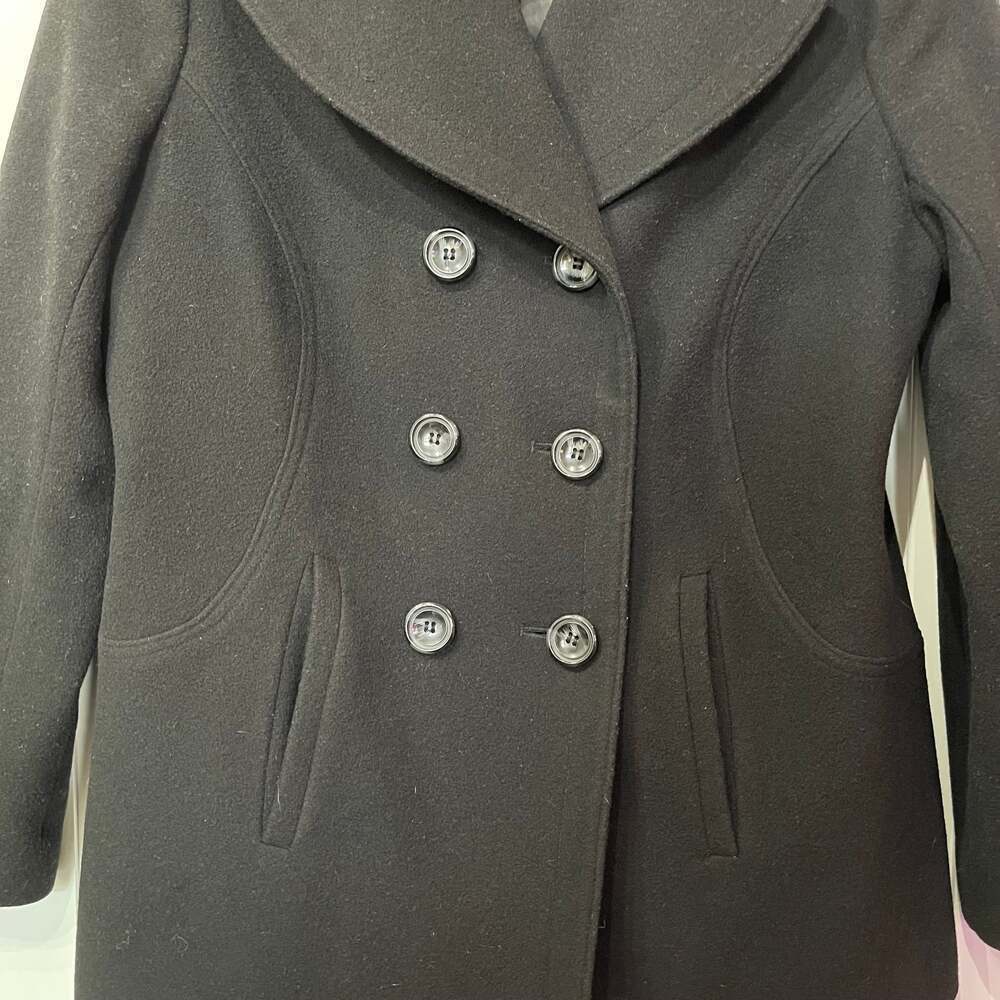 Preston & York Women's Classic Black Double Breasted Wool Blend Peacoat - Picture 3 of 7